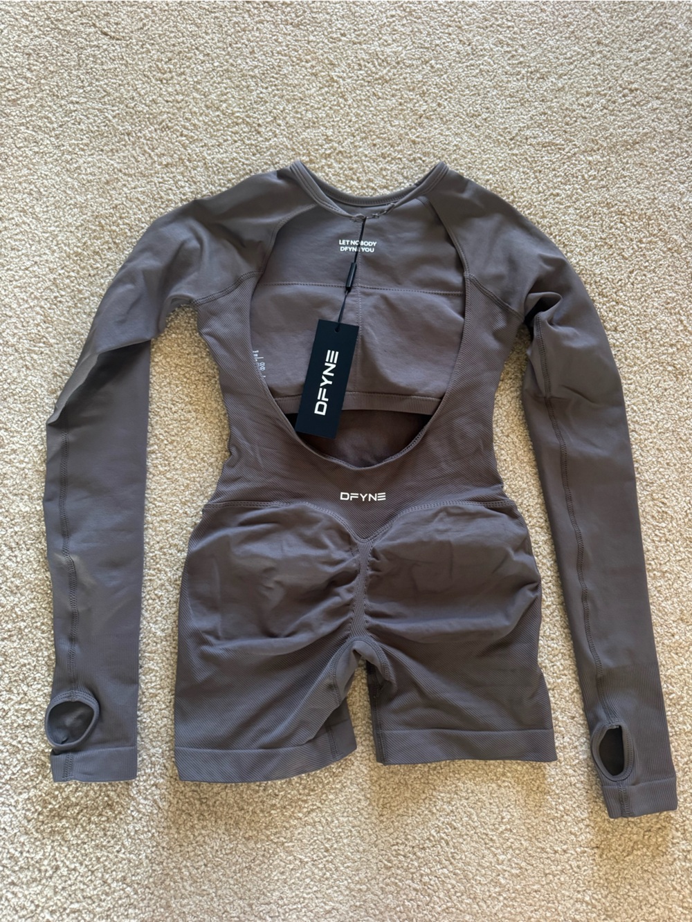 DFYNE Women's Long Sleeve One Piece in color Truffle - Picture 3 of 4